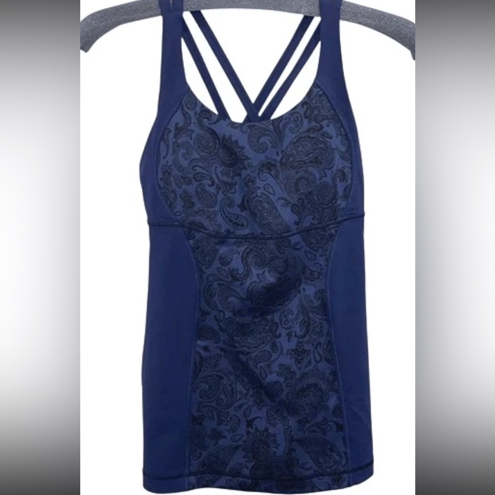 lululemon athletica Blue Patterned Tank Top